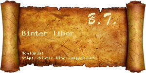 Binter Tibor névjegykártya
